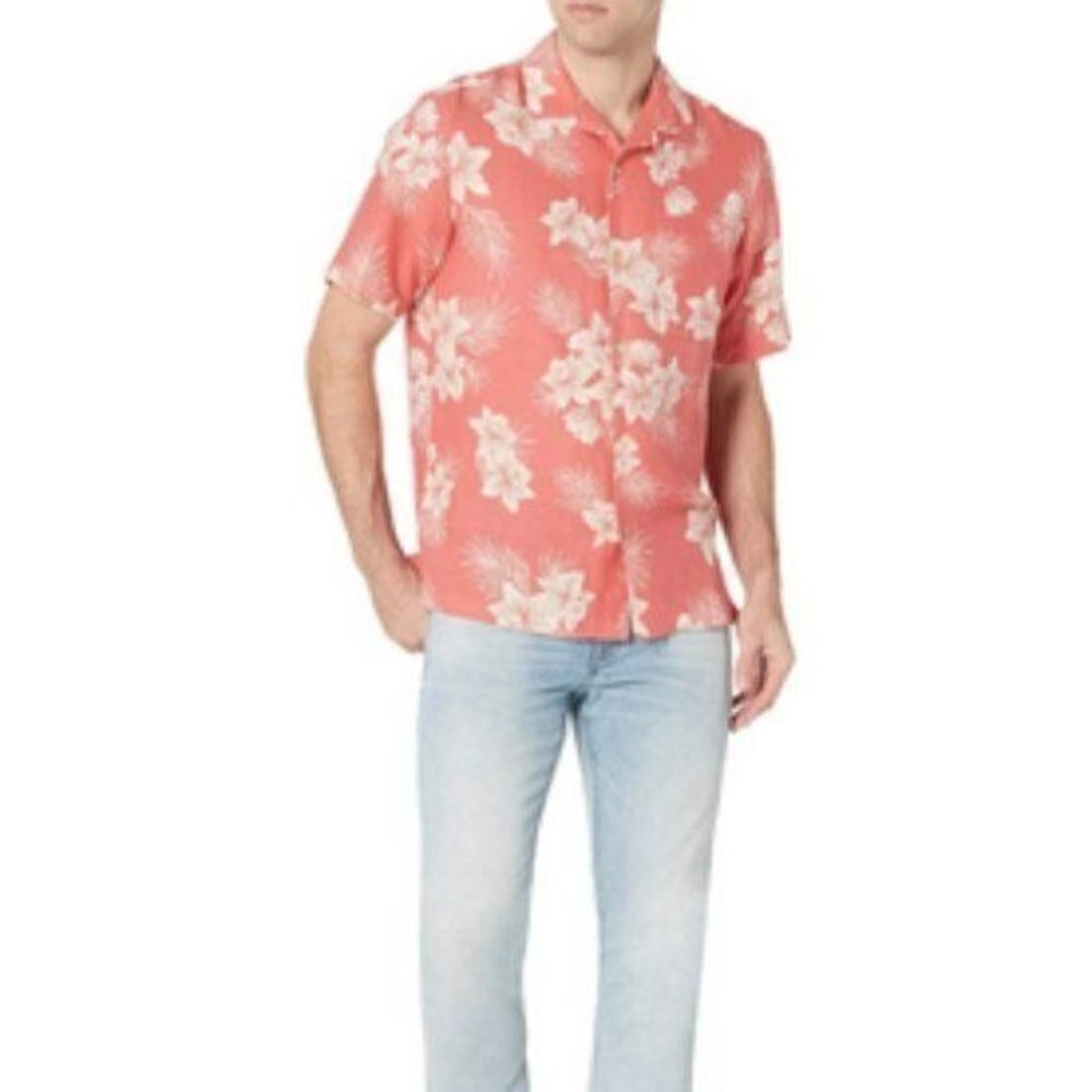 28 Palms Men's Relaxed Fit Silk + Linen Tropical Resort Wear Top Bahamas Travel - Picture 3 of 11